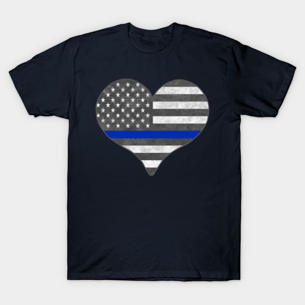 I Love Police Thin Blue Line T-Shirt by Flippin' Sweet Gear